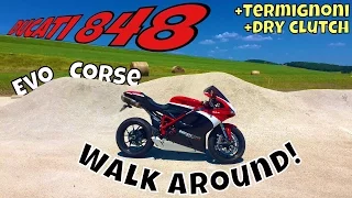 Ducati 848 Evo Corse Walkaround with Termignoni and Dry Clutch