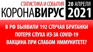 20 апреля 2021: статистика коронавируса в России на сегодня