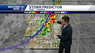 Pleasant Monday, strong storms possible Tuesday