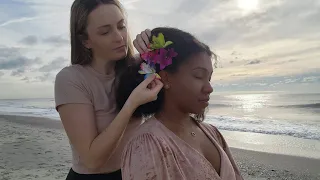 ASMR Perfectionist Brushing, Combing & Gentle Fixing With Flowers and Final Touches | Beach Sounds