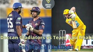 T10 League 2021- Deccan Gladiators vs Team Abu Dhabi - 6th Match Highlight