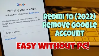 Xiaomi Redmi 10 2022 (2201116PG). Remove Google Account, Bypass FRP, Without PC.