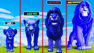 Growing Smallest Blue LION into Biggest Blue LION in GTA 5! SIMMBA LION KING