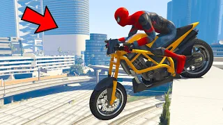 GTA 5 Spiderman Motorcycle Stunts #8 - Spider-Man Jump & Fail, Gameplay