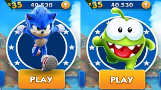 Sonic Dash vs Om Nom Run 2 - Movie Sonic vs All Bosses Zazz Eggman - All 62 Characters Unlocked