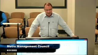 2022-08-31   Metro Management Council Meeting   August 31st, 2022