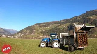 Streuen und Laden mit Gruber und NewHolland T6.180 AC #Alps #Fun #Power