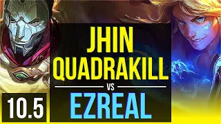 JHIN & Thresh vs EZREAL & Karma (ADC) | Quadrakill, KDA 9/1/7, Legendary | Korea Master | v10.5