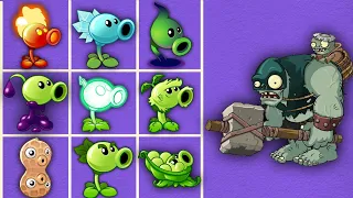 PvZ 2 1000 Plants All Pea Max Level vs Dark Ages Gargantuar Level 100