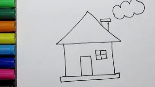 How to Drawing House Very Easy | Drawing House for Kids Easy Steps | Easy Drawing for Preschooler