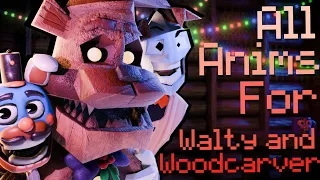 (Blender/FNAF) All animations for Walty and Woodcarver || Read description