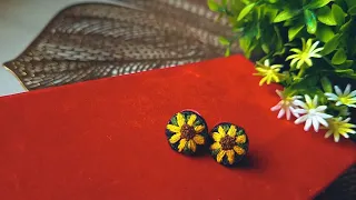 Embroidered cute earrings ||beautiful sunflower earrings design ||hurafted embroidery jwellery ||