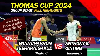 Thomas Cup 2024  - Anthony S. Ginting vs P. Teeraratsakul - Full Highlights