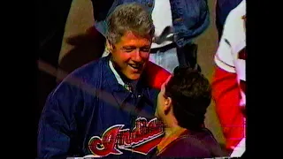 Cleveland Indians Inaugural game at Jacobs Field - opening ceremony - Bill Clinton 1st pitch 1994