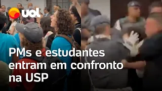 PMs e estudantes que protestavam contra Tarcísio entram em confronto na Faculdade de Direito da USP