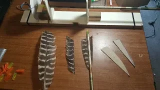 Homemade turkey feather Fletching and a do-it-yourself Arrow jig