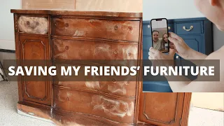 Rescuing My Friends' Furniture | Navy Sideboard Furniture Makeover