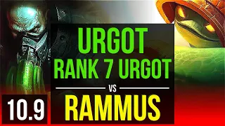 URGOT vs RAMMUS (TOP) | 2.7M mastery points, Rank 7 Urgot, 1100+ games | KR Grandmaster | v10.9