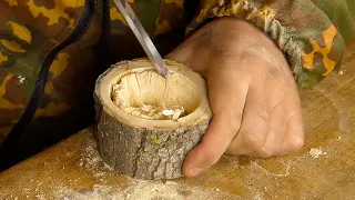 Unusual carpentry homemade from a small log!