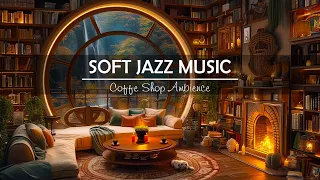 Soft Jazz Music & Cozy Coffee Shop Ambience ☕Smooth Jazz And Rain Falling Outside The Window Frame
