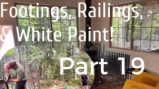 Building a Remote Off-Grid Cabin from SCRATCH Part 19: Sauna Footings, Railings, Paint, & Stairs