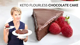 FUDGY KETO Flourless Chocolate Cake | No sugar, no flour, easy!