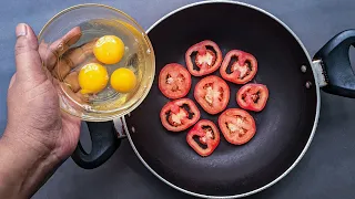 Just Pour Eggs On Tomato Its So Delicious | Simple Breakfast Recipe | Inexpensive & Delicious Snacks
