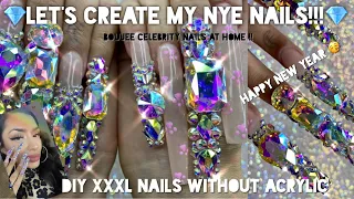 Diy | create xxxl New Years nails with me | NO ACRYLIC | celebrity bling nails at home