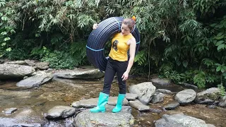 How to pull water with plastic pipes - Pulling water from the forest to the house - Building farm