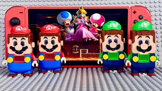 Two Lego Mario’s and Two Lego Luigi’s try to save Princess Peach on Nintendo Switch! #legomario