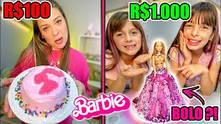 Bolo da BARBIE de R$100 e R$1000 - Desafio da BARBIE