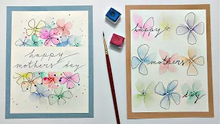 2 EASY Floral mothers day cards for beginners Part 1 | HOW TO paint easy flowers for mothers day