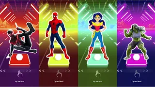Tiles Hop SuperHero, Miles Morales vs SpiderMan vs WonderWoman vs She-Hulk
