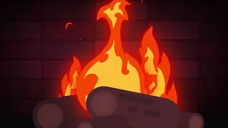 Relaxing 2D CARTOON FirePlace 10 Hours