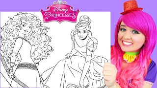 Coloring Cinderella, Merida & Tiana | Disney Princess | Markers