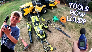 Power gardening tools for kids | Noise Safety - How Loud | Chain Saw, Weed Trimmer, Leaf Blower