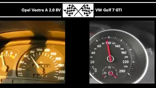 Opel Vectra A 2.0 8V VS. VW Golf 7 GTI - Acceleration 0-100km/h