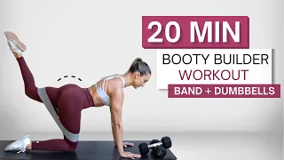 20 min BOOTY BUILDER WORKOUT | Legs and Glutes | Dumbbells + Booty Band