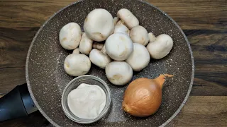 Gebratene Champignons in saurer Sahne zubereiten  Leckeres Rezept für Pilze in einer Pfanne.  #36