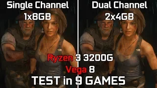 Ryzen 3 3200G Vega 8 - 1x8GB vs 2x4GB RAM (Single vs Dual Channel)