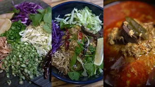 How to Make Lao Mee Ka Tee Recipe | Pork Peanut Red Curry Soup w/Rice Pho Noodles #laos #laofood
