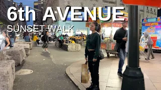 NEW YORK CITY Walking Tour [4K] - 6th AVENUE - Sunset Walk