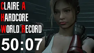 Resident Evil 2 Remake - Claire A Hardcore Speedrun Former World Record - 50:07