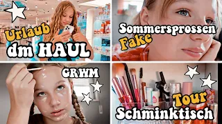 ICH SHOPPE EURE DM URLAUBSFAVORITEN 🥰 SCHMINKTISCH TOUR + GRWM | HEY ISI