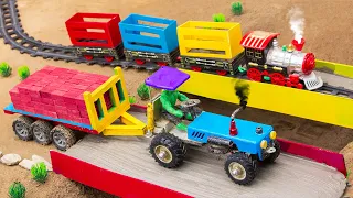 Diy tractor making mini concrete Bridge for train | diy mini contruction machine | @SunFarming