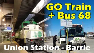 [4K] GO Transit Train + Bus Ride Union Station to Aurora GO Bus #68 (Duration 2h 25min)