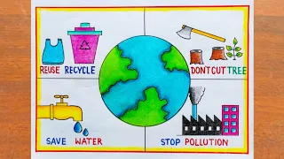 World Earth Day Drawing / World Earth Day Poster Drawing Easy Steps / Save Earth Poster Drawing Easy