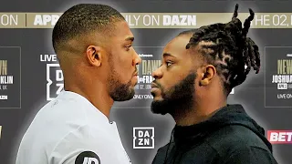 TENSION RISES AS ANTHONY JOSHUA TOWERS OVER JERMAINE FRANKLIN IN FIRST FACE OFF!