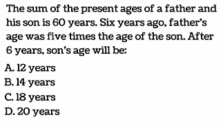 The sum of the present ages of a father and his son is 60 years. Six years ago, father's age was