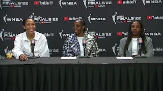 A'ja Wilson, Chelsea Gray, Jackie Young After Game 1 Win Of WNBA Finals | LV Aces vs Connecticut Sun